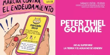 “Peter Thiel go home” y “Mercado Lacra”: convocan a más protestas contra el dueño de Palantir y Marcos Galperín
