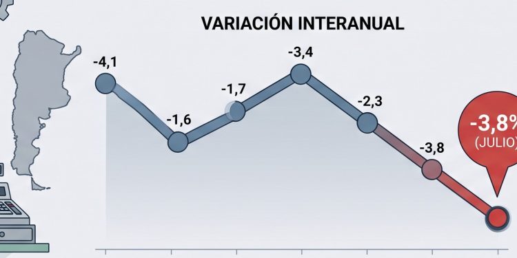 Las ventas minoristas PyME cayeron 3,8% interanual en julio por el menor consumo y la suba de tarifas