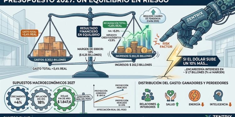 Presupuesto 2027: si el dólar sube un 10% más de lo presupuestado, romperá el equilibrio fiscal