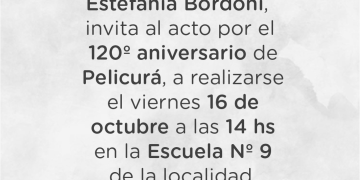 Invitación al acto del 120º aniversario de Pelicurá