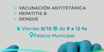 Este viernes habrá vacunación itinerante en el hall del Palacio Municipal