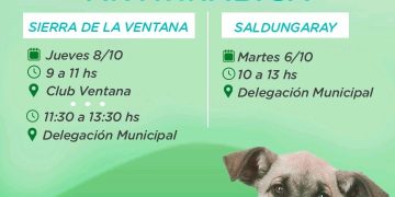 Se realizará una nueva campaña de vacunación antirrábica en Sierra de la Ventana y Saldungaray