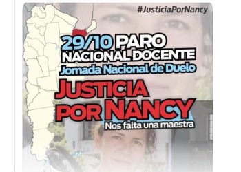 Convocan a un paro nacional docente y jornada de duelo por la muerte de la maestra rural Nancy Godoy