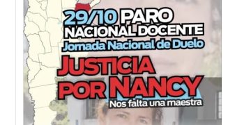 Convocan a un paro nacional docente y jornada de duelo por la muerte de la maestra rural Nancy Godoy